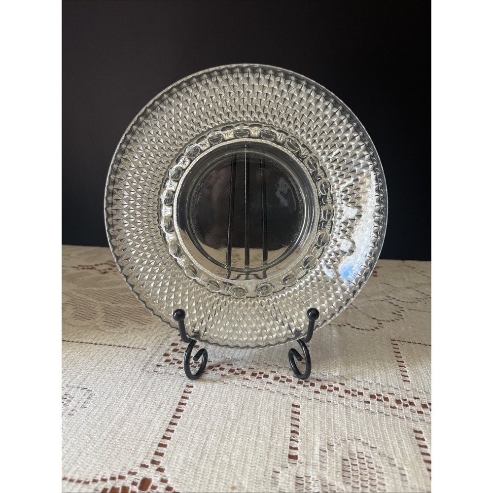 Ashtray Hobnail Design Clear Pressed Glass‎ 6.25" Round Vintage 19 Slots